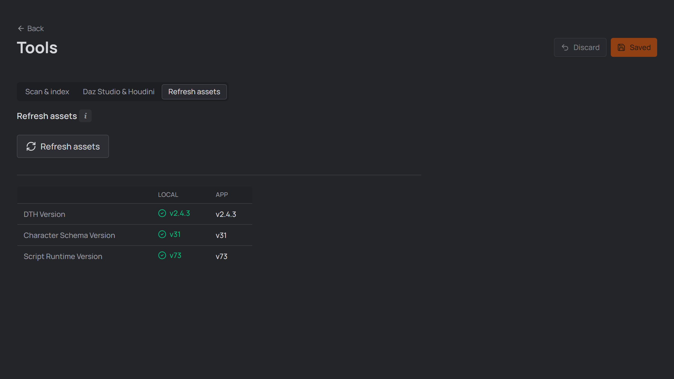 Refresh assets tab